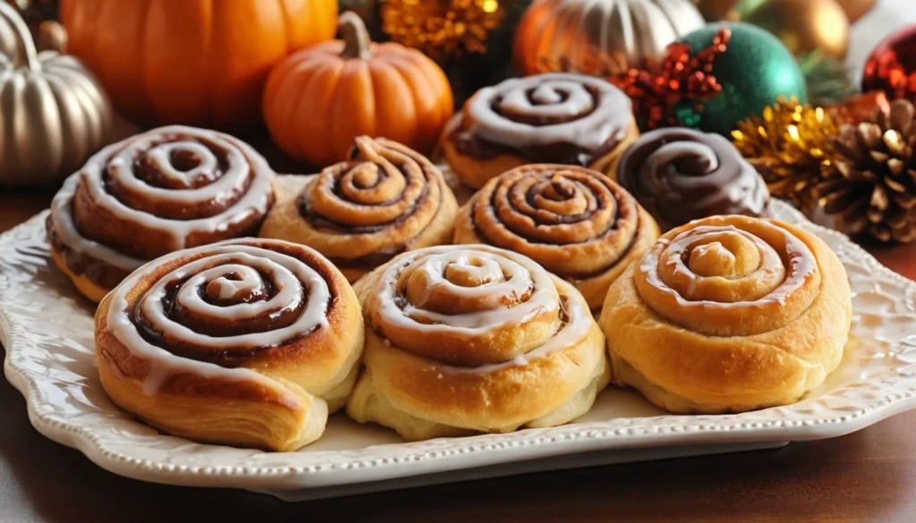 Crescent roll cinnamon roll variations with different toppings.