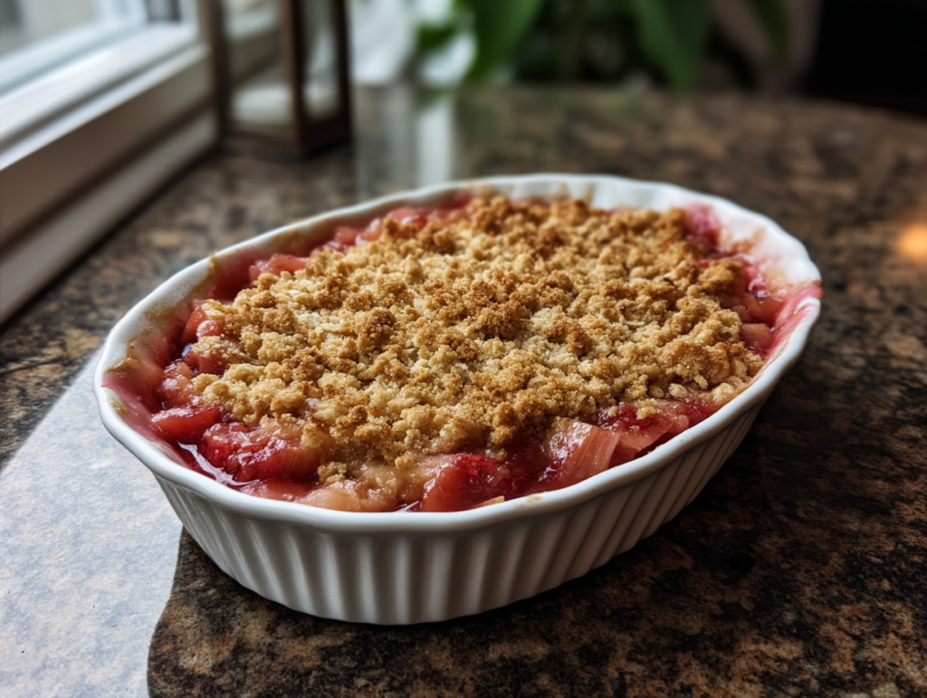 Homemade rhubarb crisp