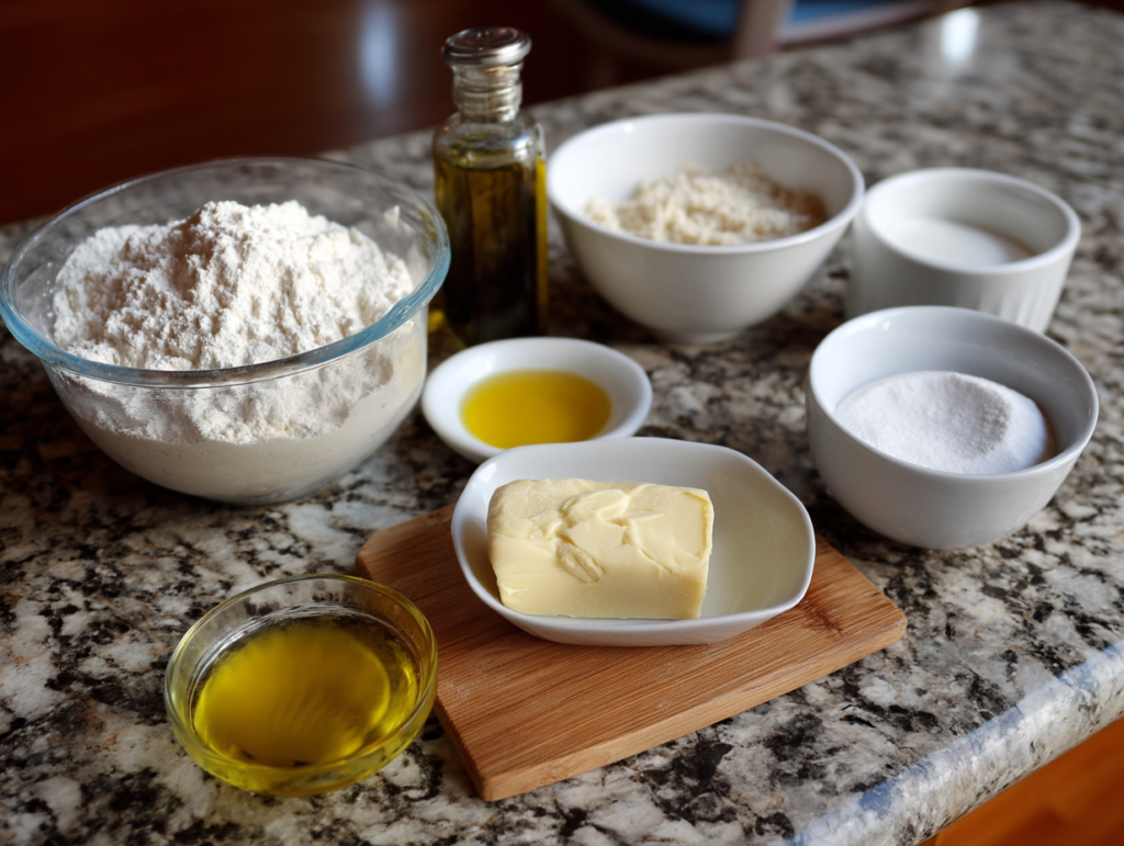 No-Knead Multi-Purpose Dough ingredients
