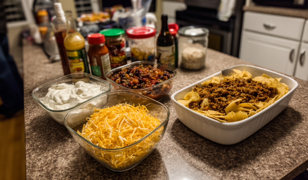 Walking Taco Casserole ingredients